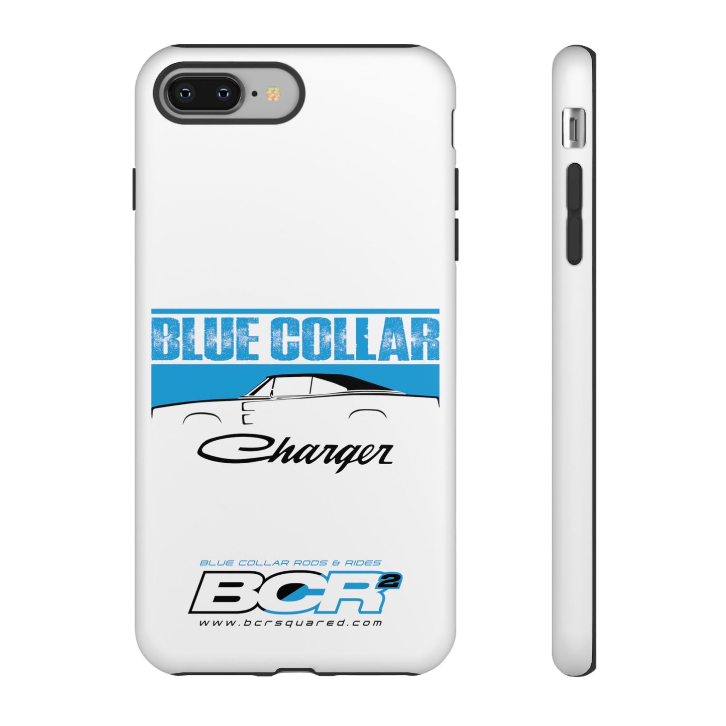 Blue Collar Charger White Phone Cases