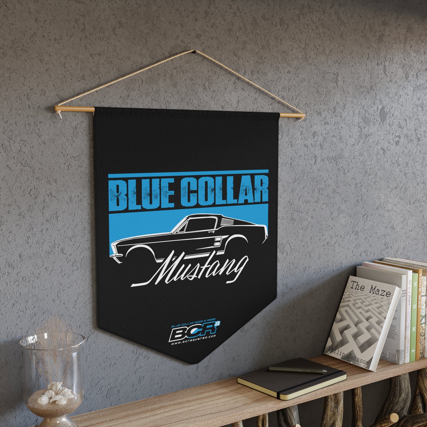 Blue Collar Mustang Pennant Banner