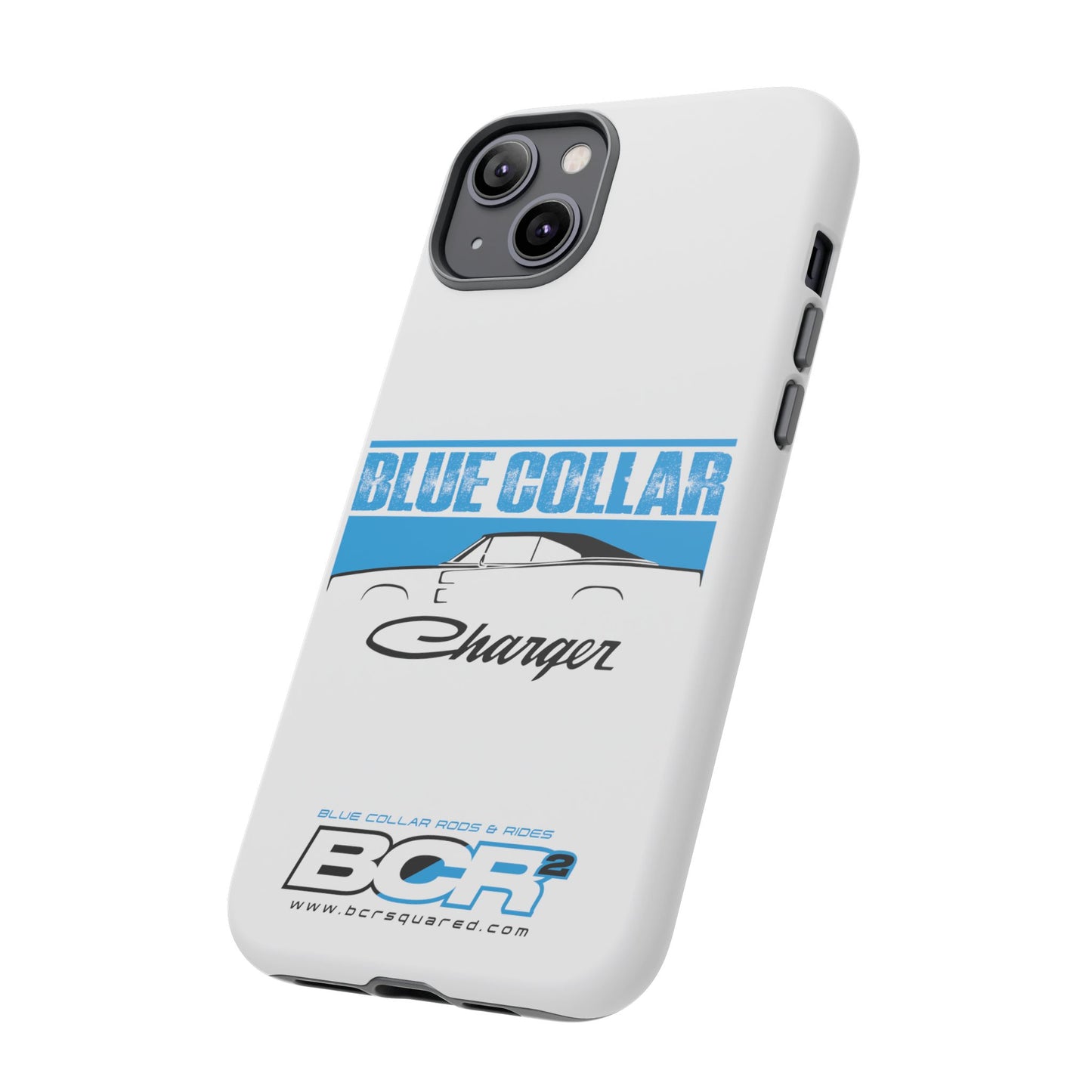 Blue Collar Charger White Phone Cases