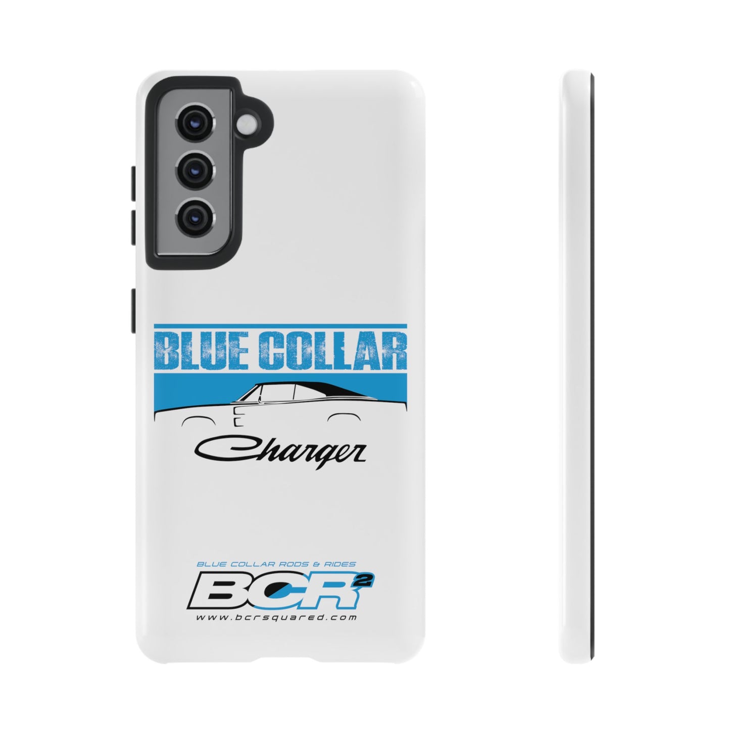 Blue Collar Charger White Phone Cases