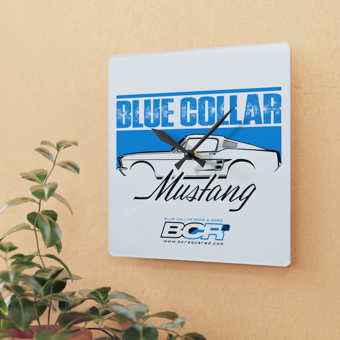 Blue Collar Mustang Wall Clock