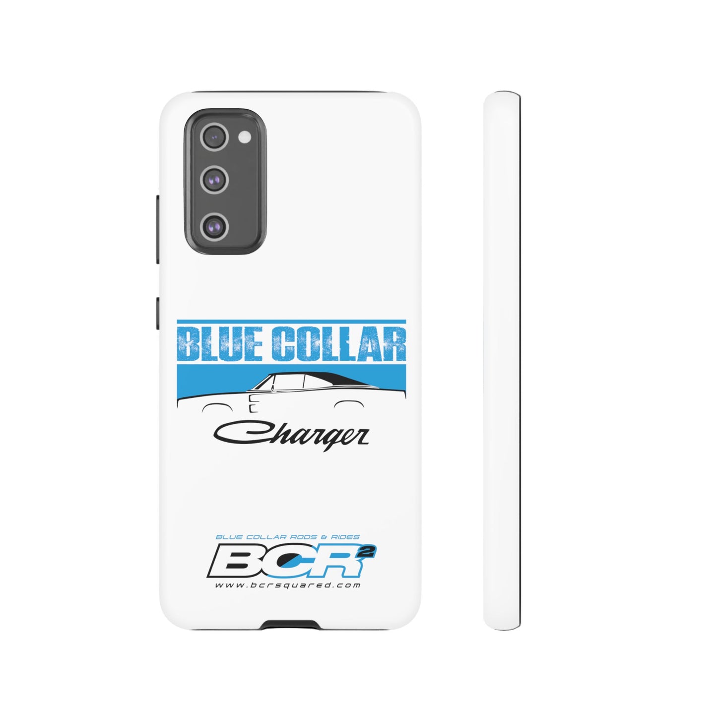 Blue Collar Charger White Phone Cases