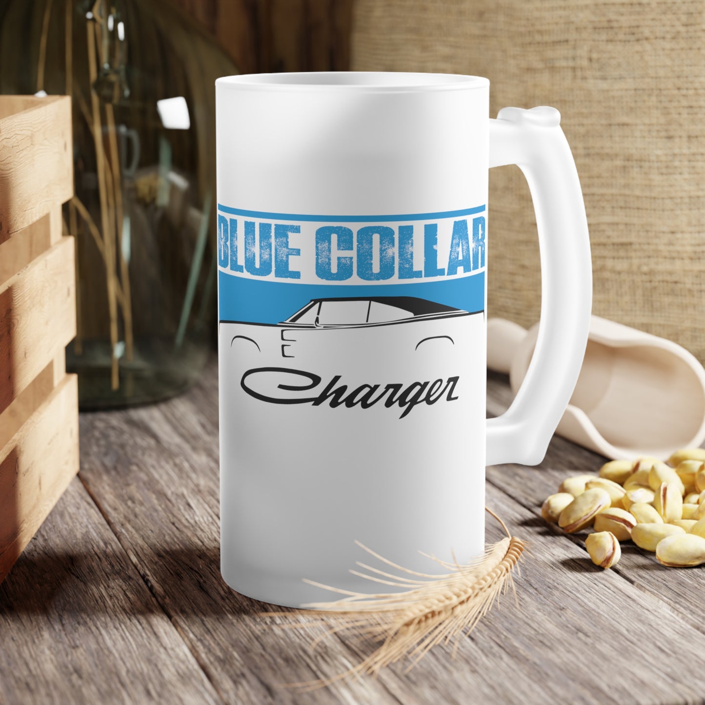 Blue Collar Charger Frosted Beer Mug