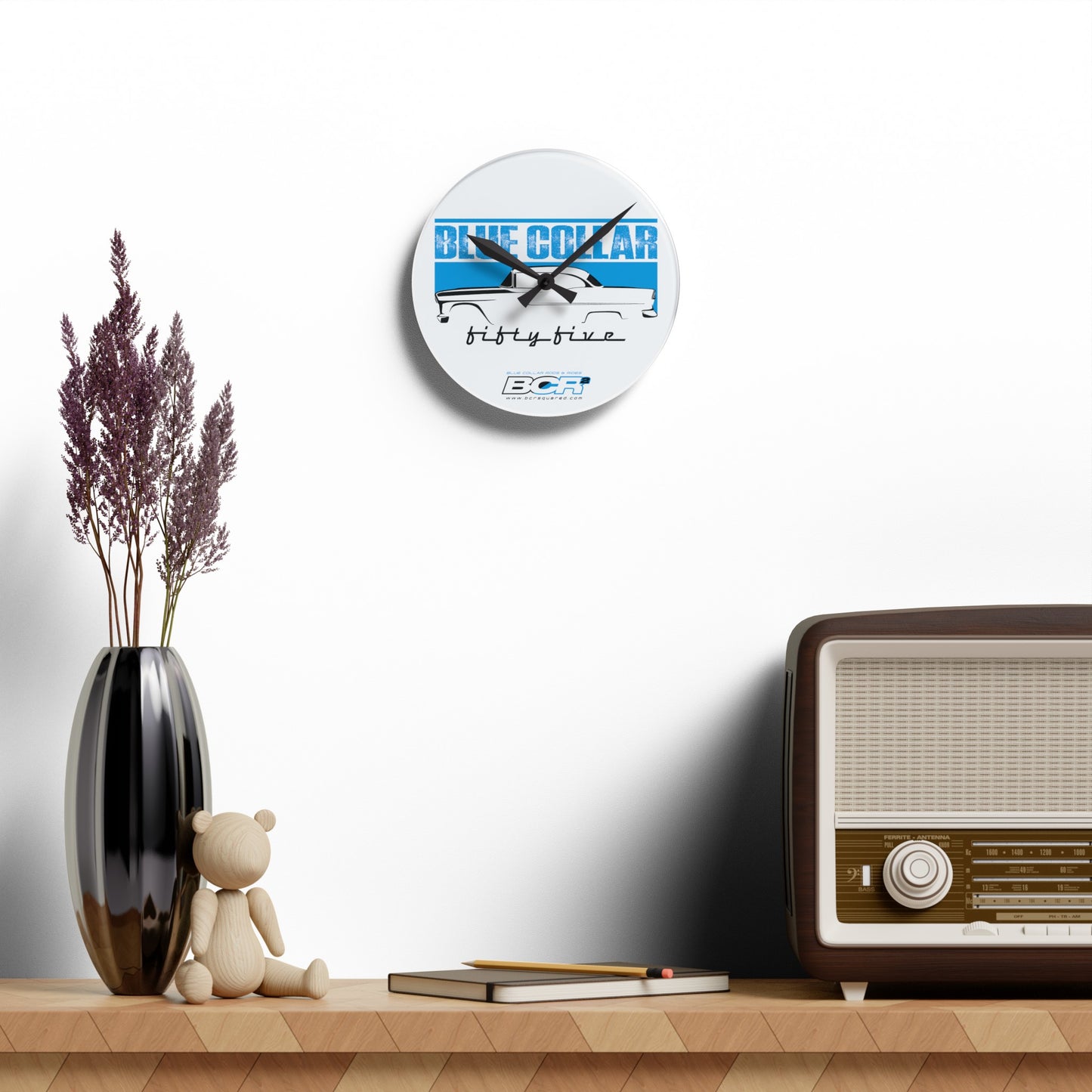 Blue Collar Fifty Five Wall Clock