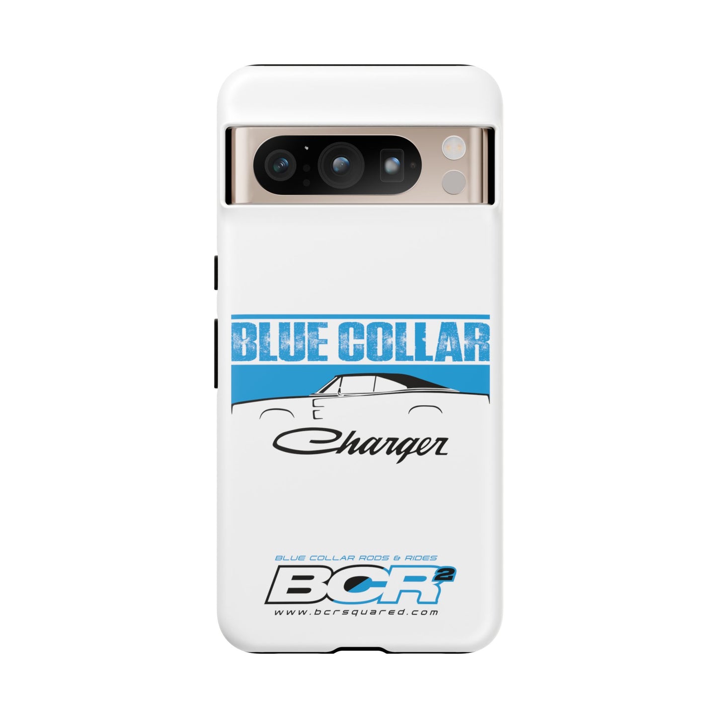 Blue Collar Charger White Phone Cases