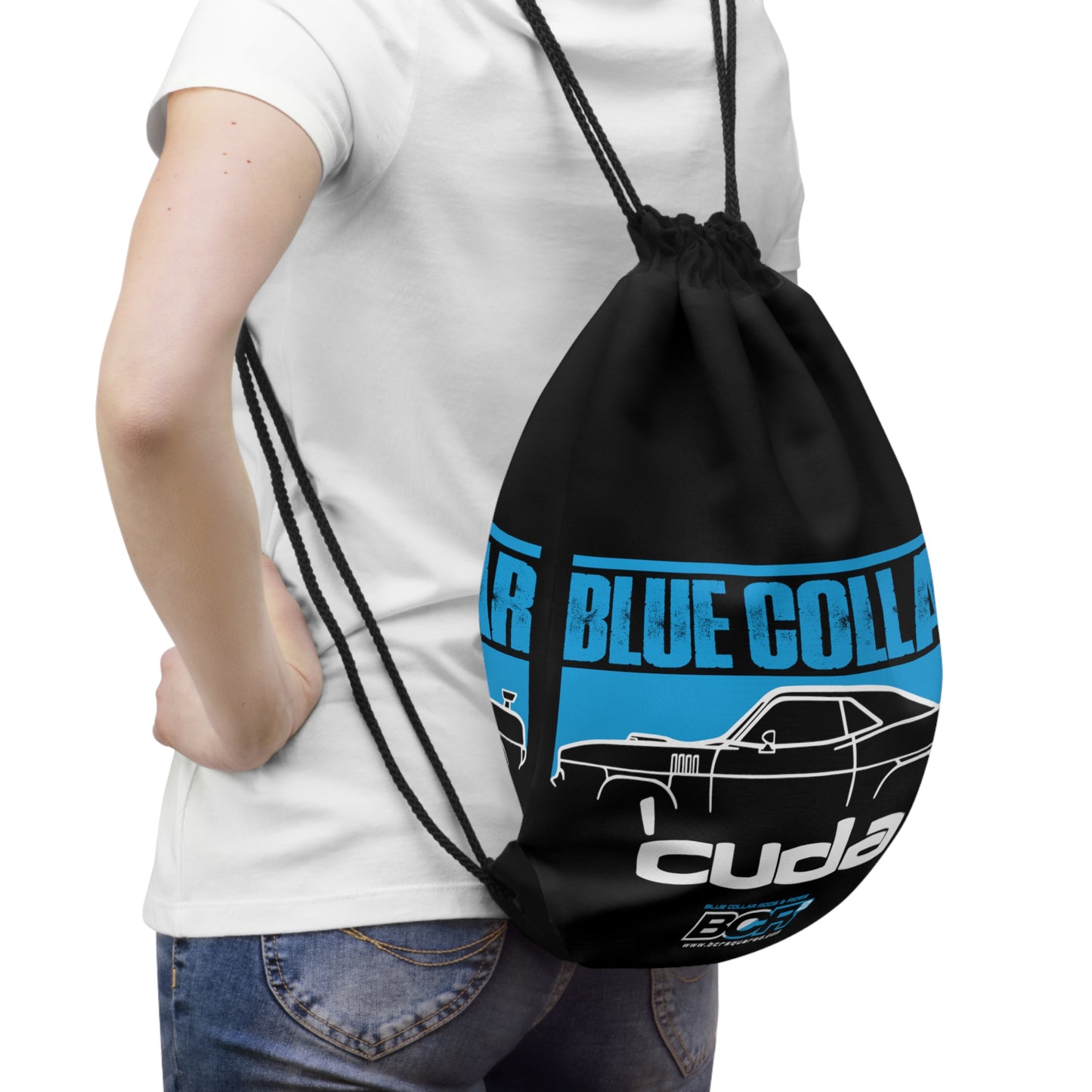 Blue Collar 'Cuda Black Drawstring Bag