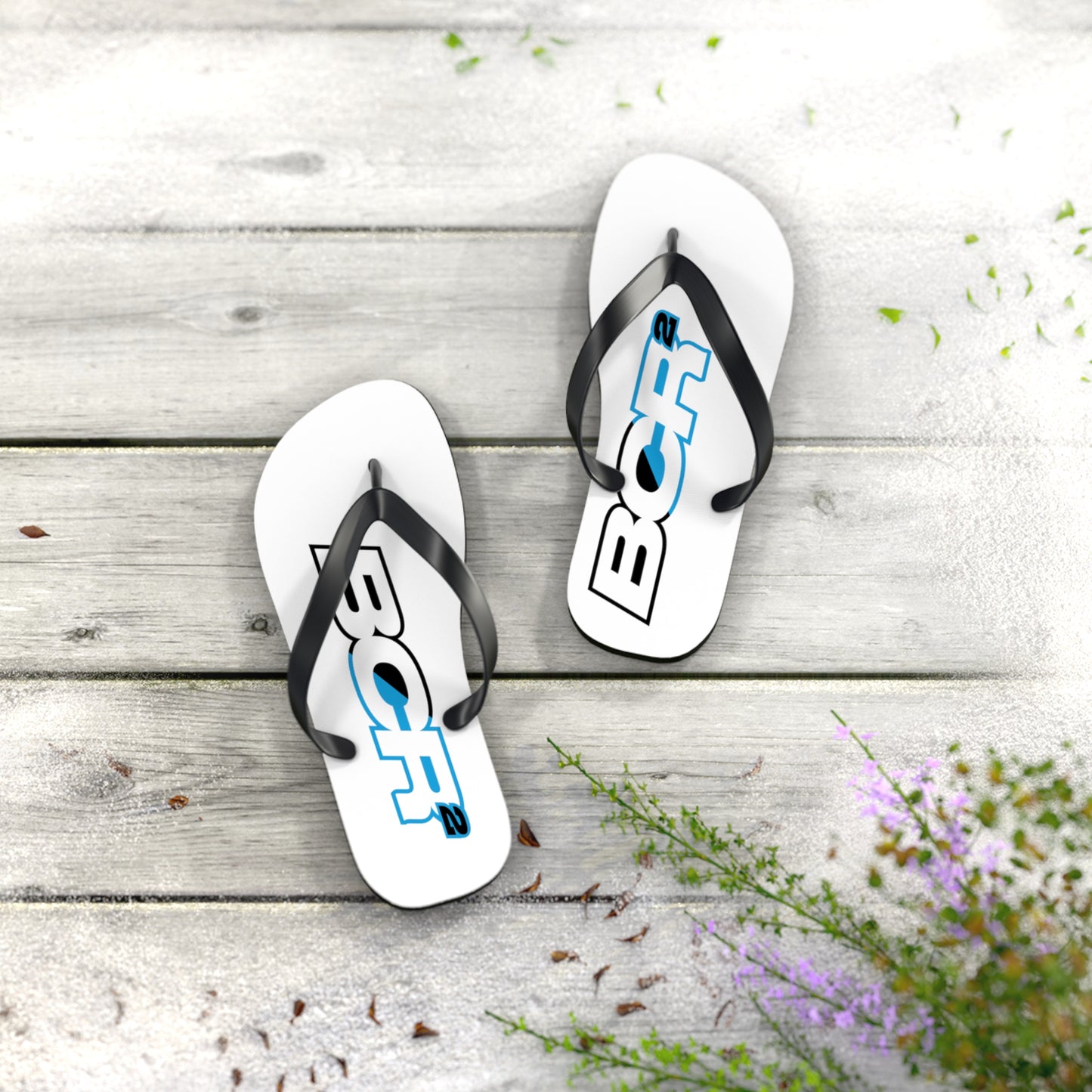 BCR Squared White Flip Flops