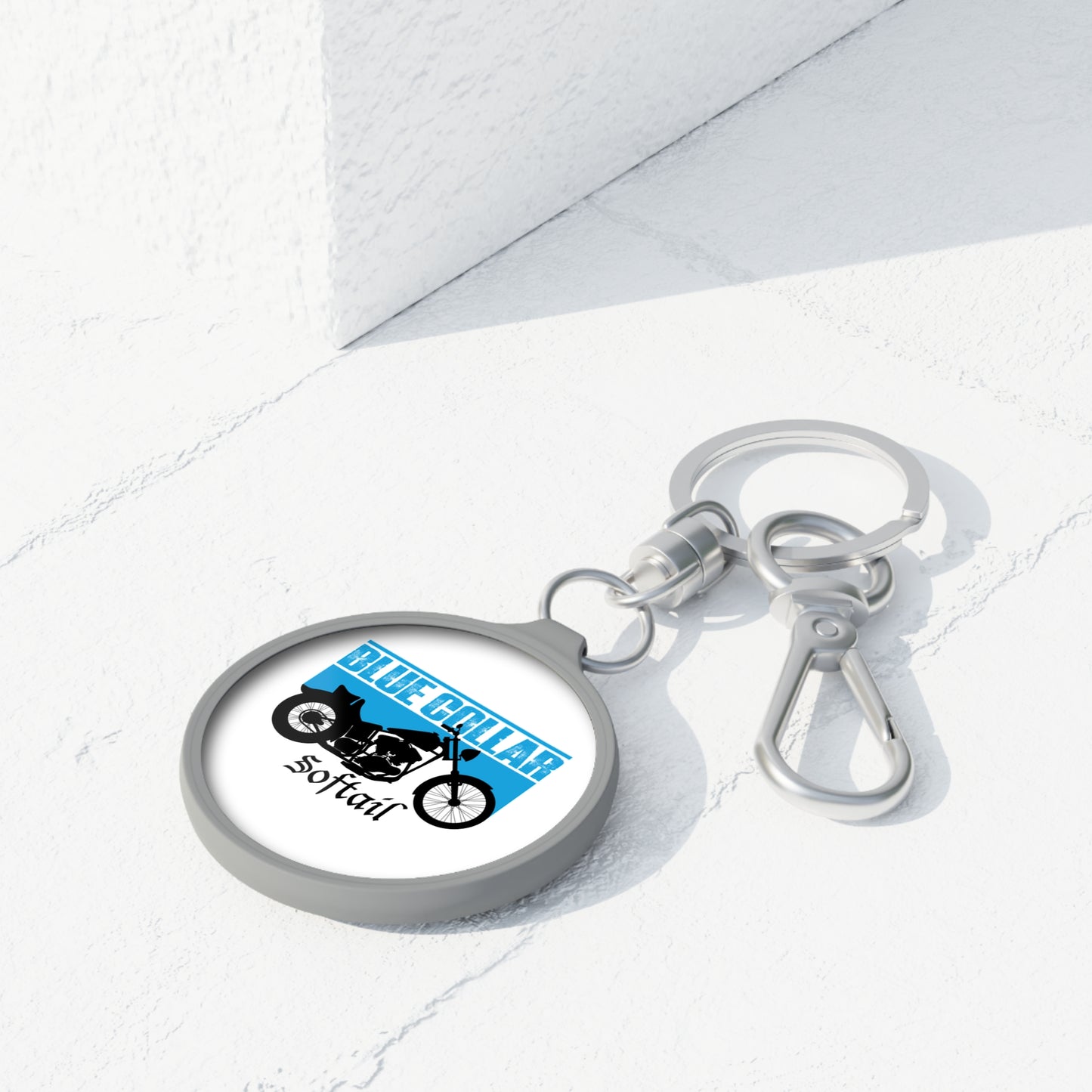 Blue Collar Softail Keychain