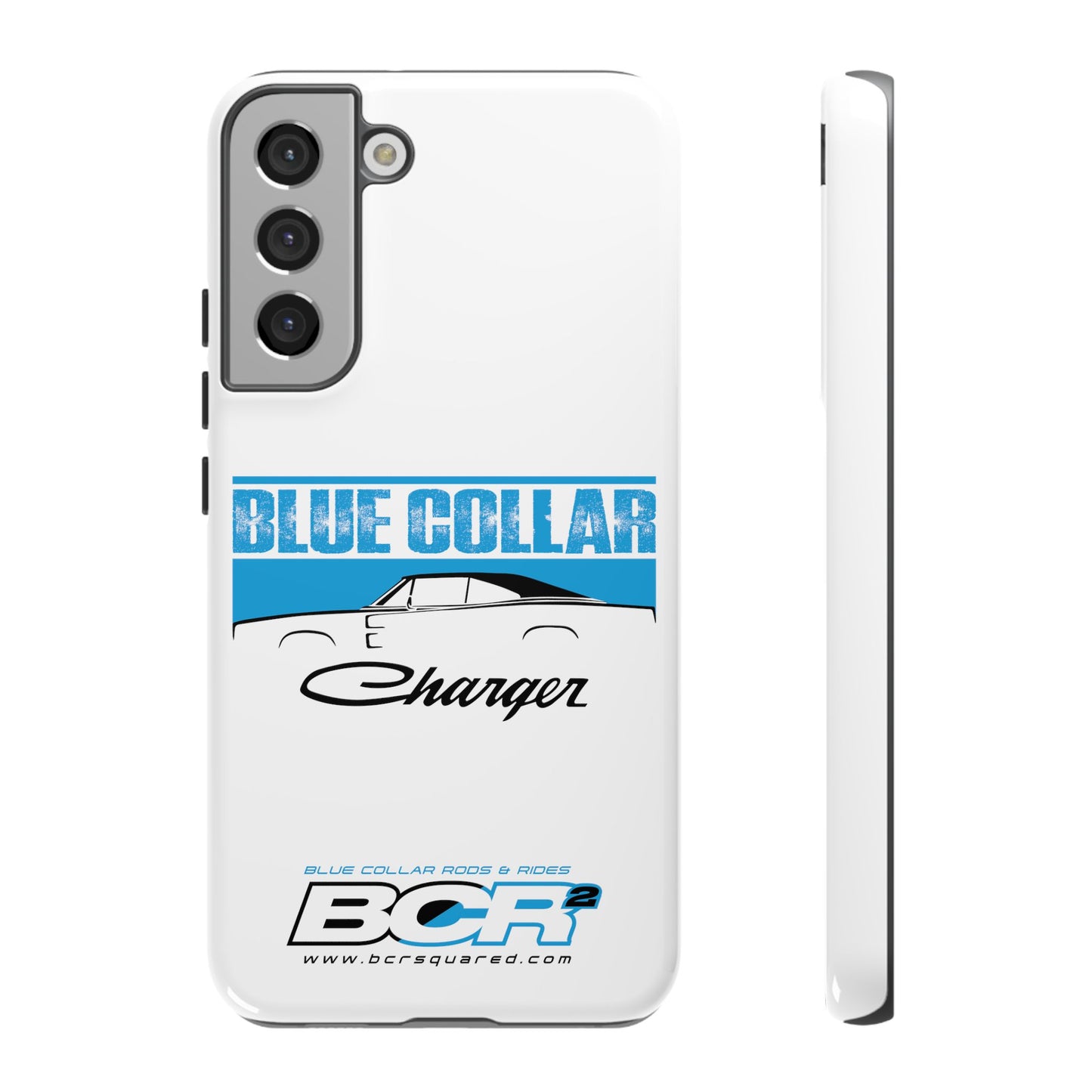 Blue Collar Charger White Phone Cases