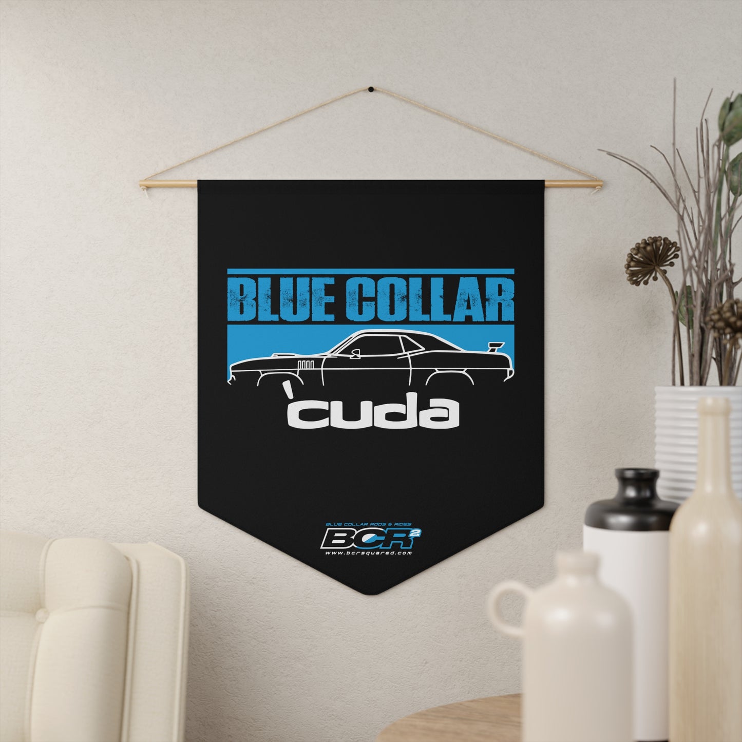 Blue Collar Cuda Pennant Banner