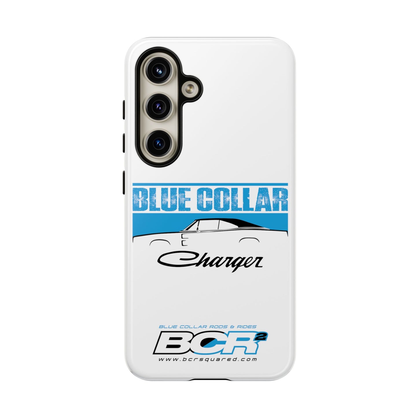 Blue Collar Charger White Phone Cases