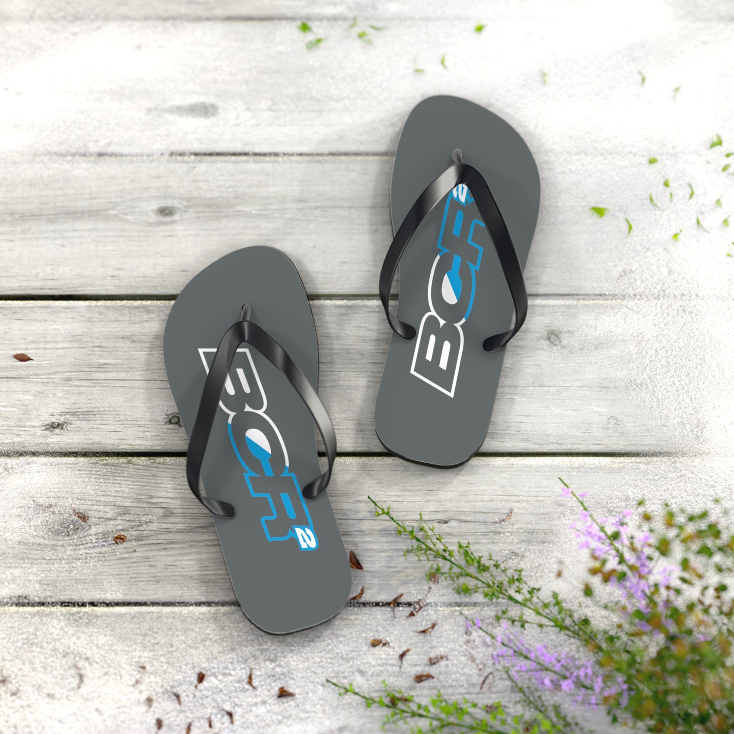 BCR Squared Gray Flip Flops