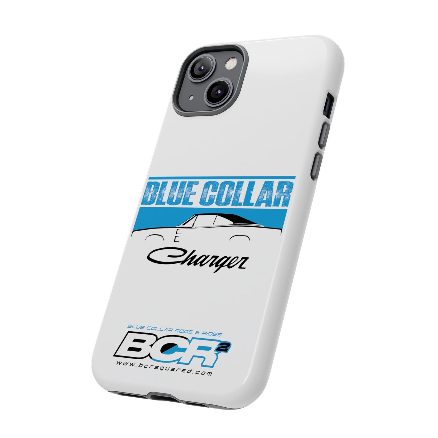 Blue Collar Charger White Phone Cases