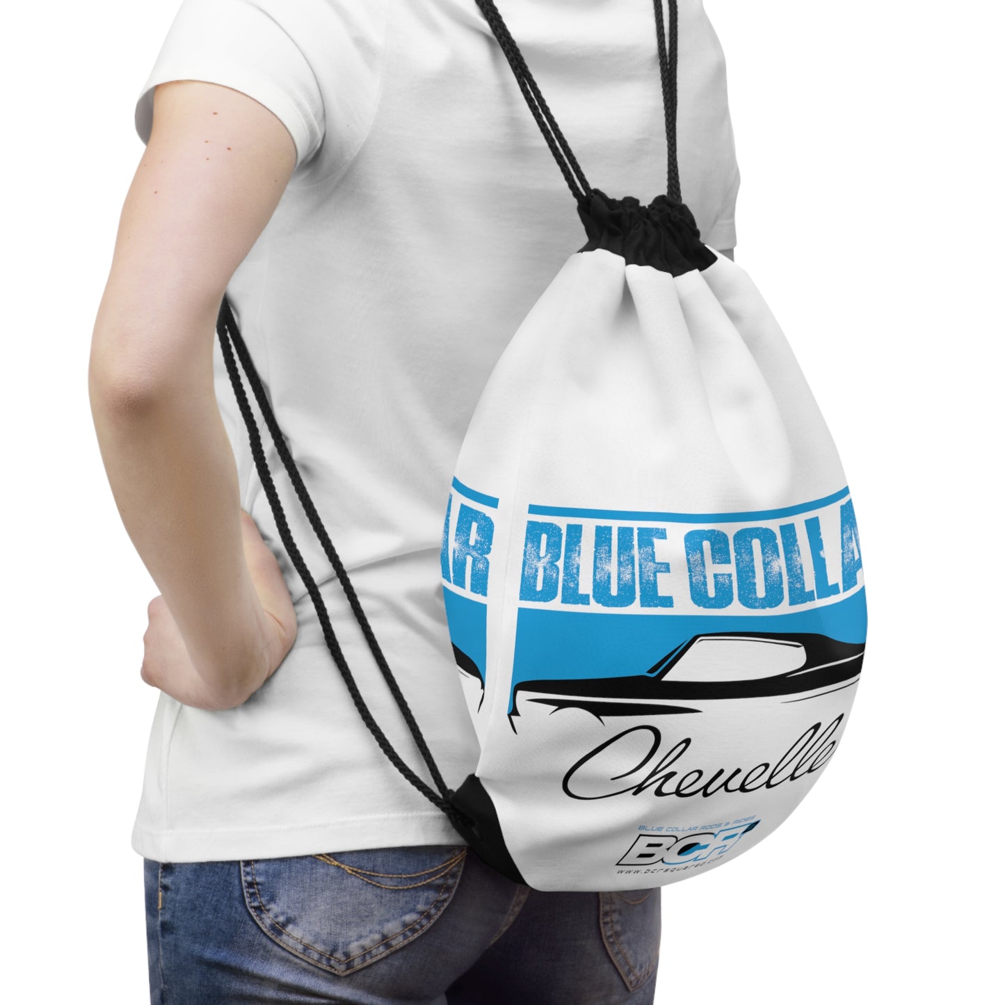 Blue Collar Chevelle White Drawstring Bag