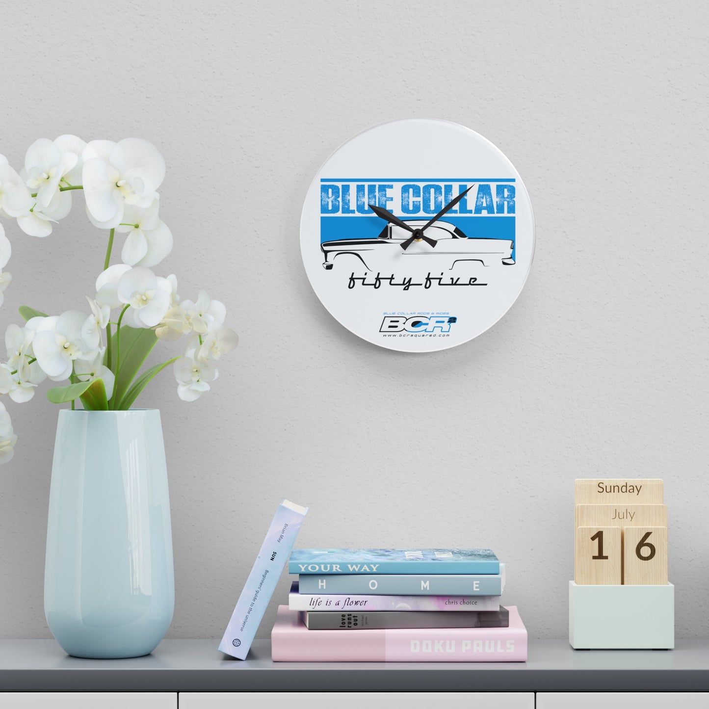 Blue Collar Fifty Five Wall Clock