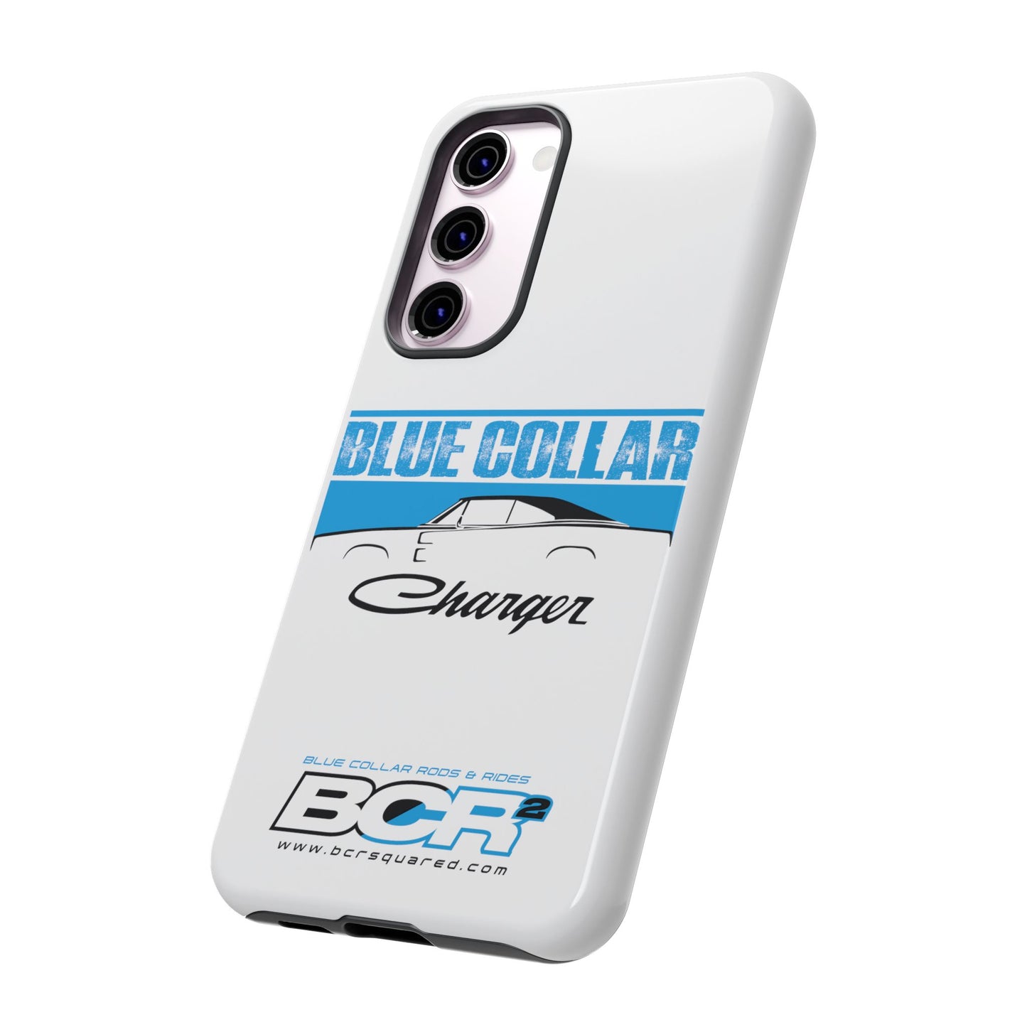 Blue Collar Charger White Phone Cases