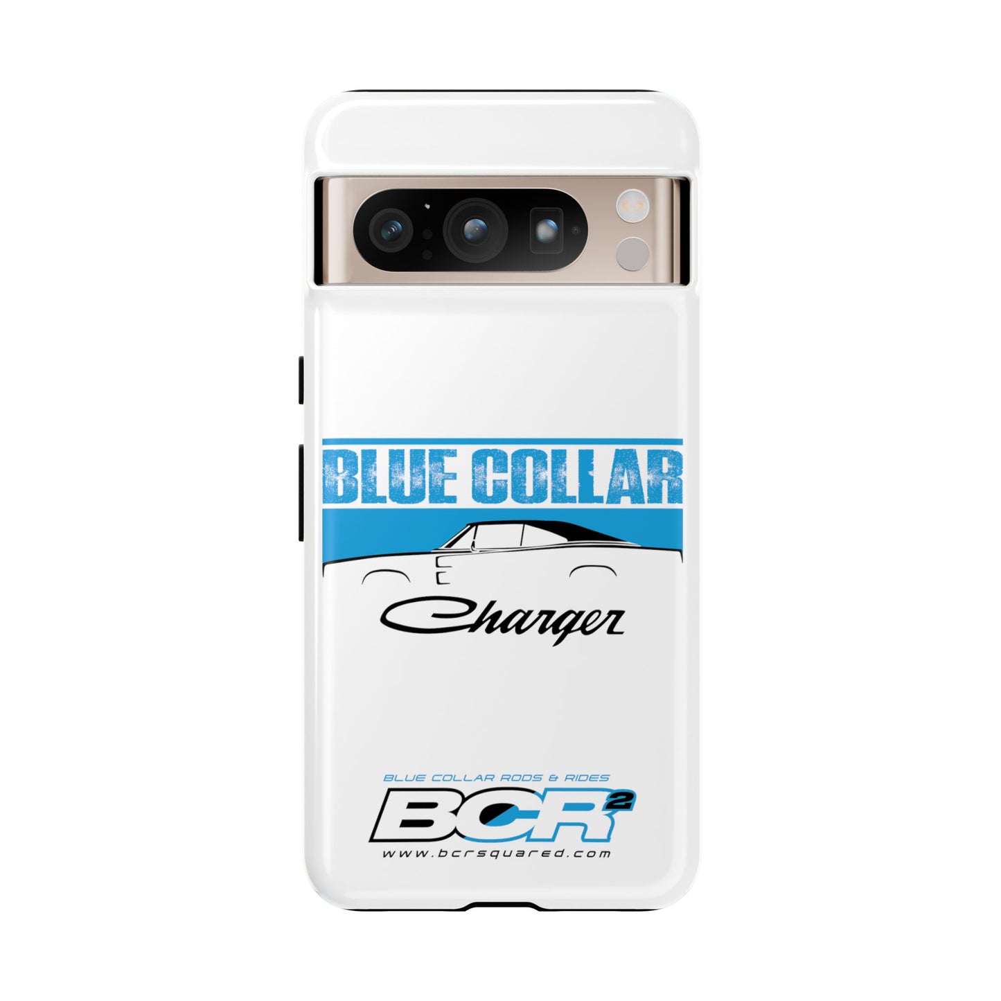 Blue Collar Charger White Phone Cases