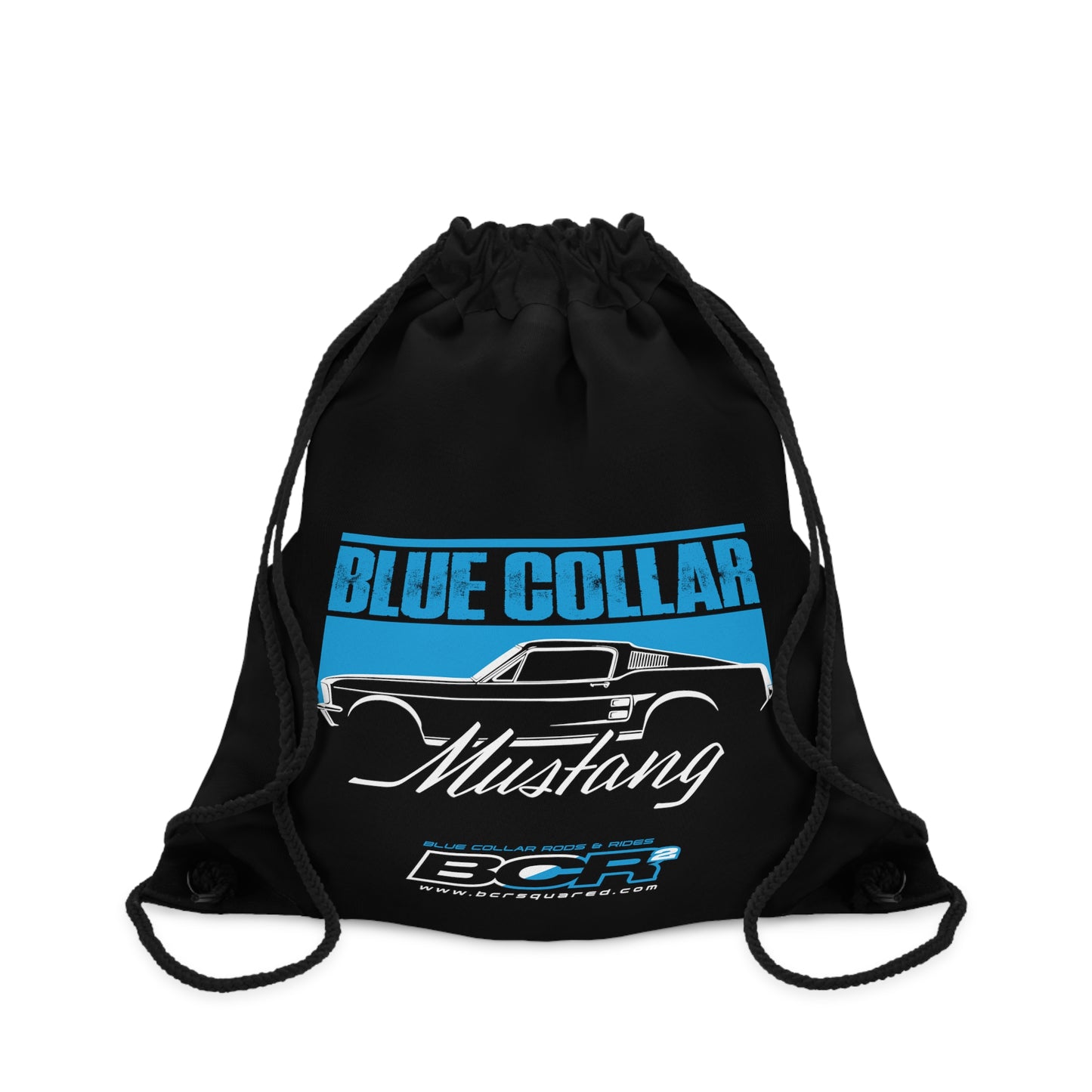 Blue Collar Mustang Black Drawstring Bag