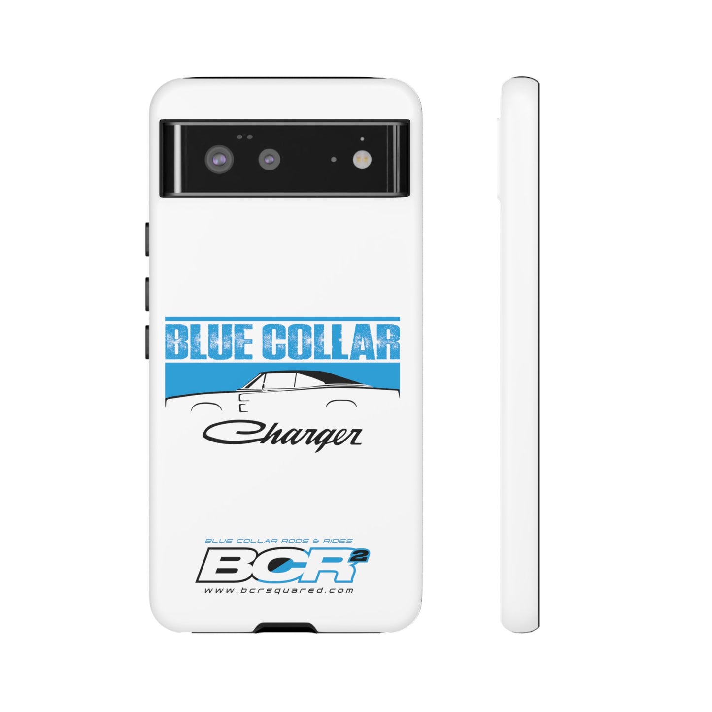 Blue Collar Charger White Phone Cases