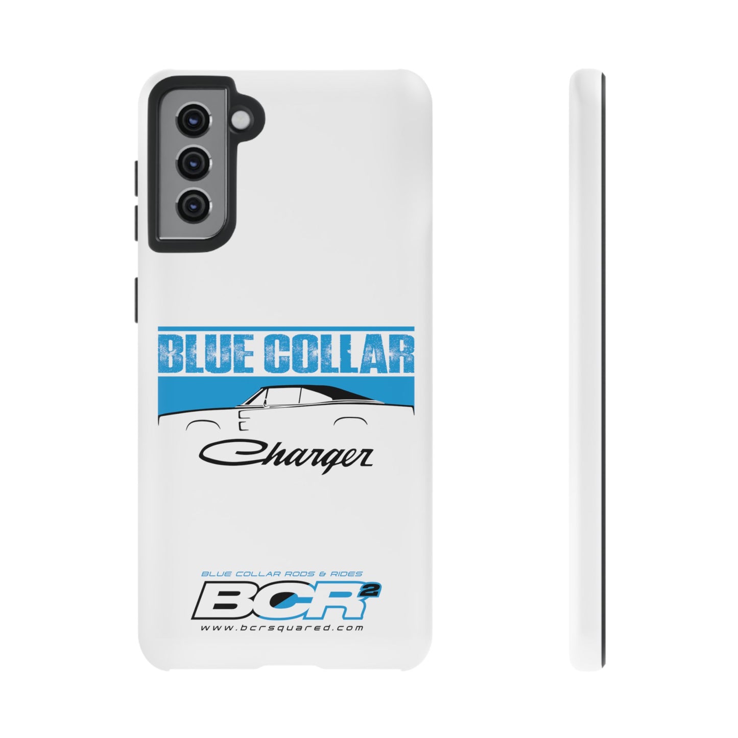 Blue Collar Charger White Phone Cases