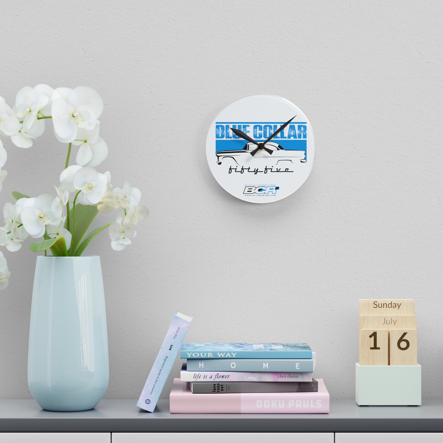 Blue Collar Fifty Five Wall Clock