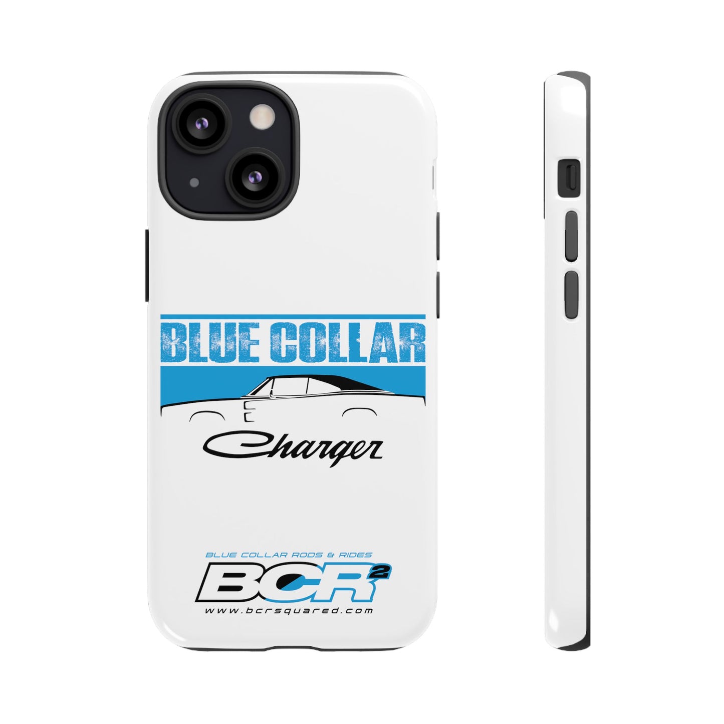 Blue Collar Charger White Phone Cases